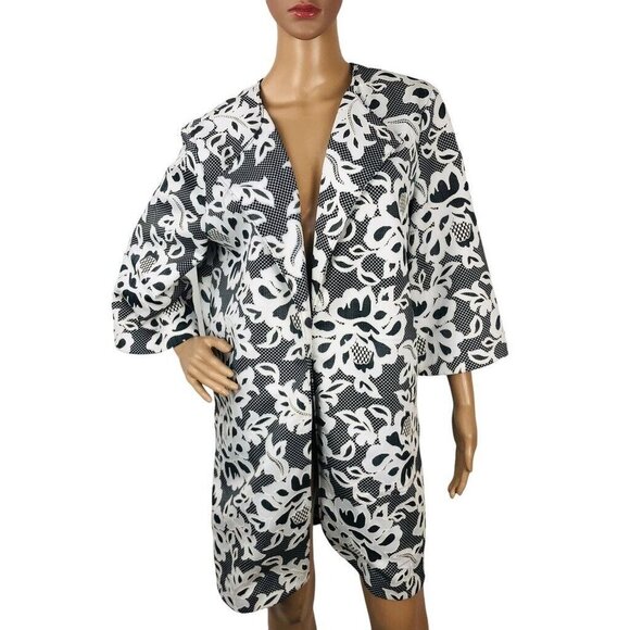 Jones Studio Jacket Embroidered Jacquard Lace Print Open Front Dress Coat Blazer - Picture 1 of 8